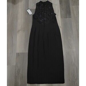 New Vtg Lord & Taylor DONNA MORGAN for MAGGY Long Evening Gown Dress Black Sz 12
